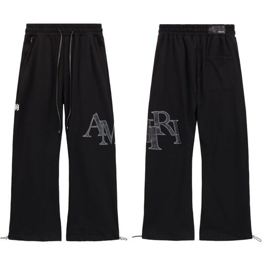 AMRI Leather Logo Cotton-Jersey Pant