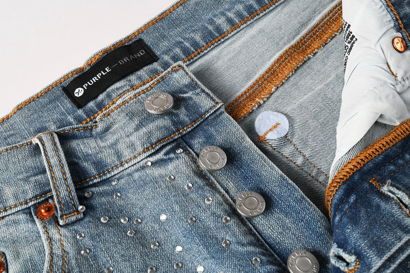 Purple Brand Crystal Diamond Denim Shorts #5098